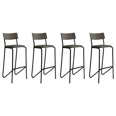 Banqueta Sala De Jantar Atlas 1747 Kit 4 Uni Preto-linho Grafite-courano Preto - Carraro