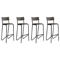 Banqueta Sala De Jantar Atlas 1747 Kit 4 Uni Preto-linho Grafite-courano Preto - Carraro - 1