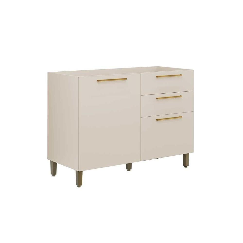Gabinete De Cozinha Modulado Atena C- 1 Porta E 3 Gavetas S- Tampo 120cm Off White - Linea Brasil - 1