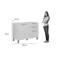Gabinete De Cozinha Modulado Atena C- 1 Porta E 3 Gavetas S- Tampo 120cm Off White - Linea Brasil - 3