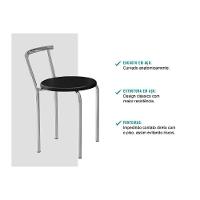 Banqueta Sala De Jantar 105 Kit 4 Uni Preto-courano Preto - Carraro