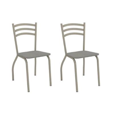 Kit 2 Cadeiras De Cozinha Portugal 2c007nk Aço 2 Un Niquel-boucle Cinza - Kappesberg
