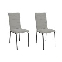 Kit 2 Cadeiras Sala Jantar Amsterdã 2c091 Aço 2 Un Preto-boucle Cinza - Kappesberg - 1