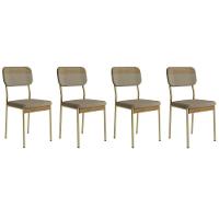 Kit 4 Cadeiras Sala Jantar Valle 1755 Aço 4 Uni Dourado-linho Bamboo-courano Bamboo-noce - Carraro - 1