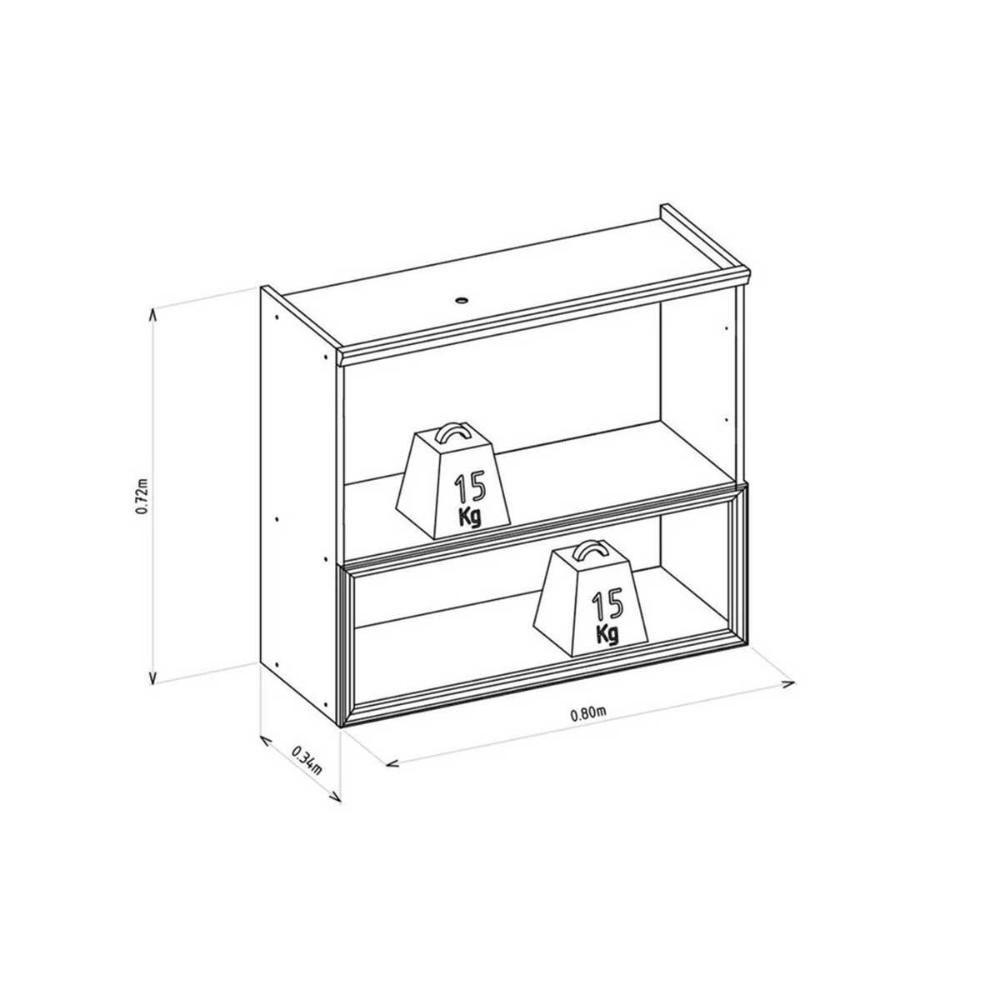 Armário De Cozinha Modulado Selene C- 2 Portas E 1 Nicho 80cm Jequitiba-off White Fosco - Linea Brasil - 2