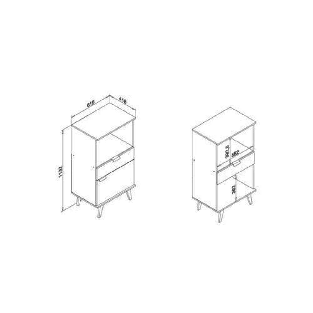 Paneleiro De Cozinha Modulado Retrô C- 1 Porta E 1 Gaveta Rustico-branco - Movelbento - 2