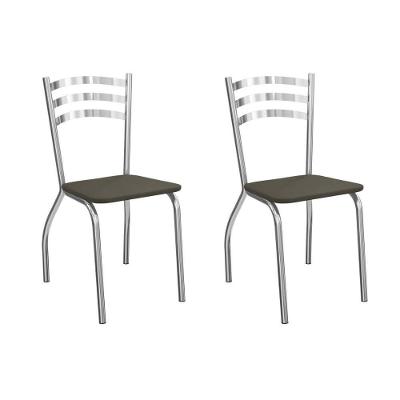 Cadeira De Cozinha Portugal 2c007cr Aço Kit 2 Un Cromado-suede Escuro - Kappesberg