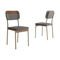 Cadeira Sala De Jantar Valle 1755 Aço Kit 6 Uni Dourado-linho Bamboo-courano Bamboo-noce - Carraro