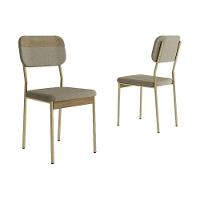 Cadeira Sala De Jantar Valle 1755 Aço Kit 6 Uni Dourado-linho Bamboo-courano Bamboo-noce - Carraro - 5