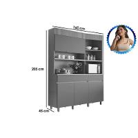 Cozinha Compacta Realeza C- 4 Portas 5 Nichos E 2 Gavetas 160cm Carvalho-titânio - Nesher - 3