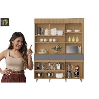 Cozinha Compacta Realeza C- 4 Portas 5 Nichos E 2 Gavetas 160cm Carvalho-titânio - Nesher - 6