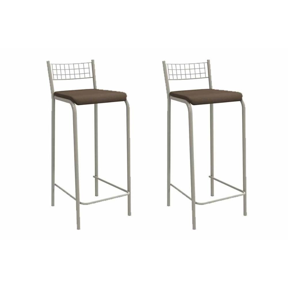 Banqueta Sala De Jantar Gênova 2b705nk Aço Kit 2 Un Niquel-suede Cappuccino - Kappesberg - 1