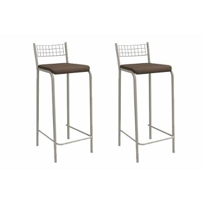 Banqueta Sala De Jantar Gênova 2b705nk Aço Kit 2 Un Niquel-suede Cappuccino - Kappesberg