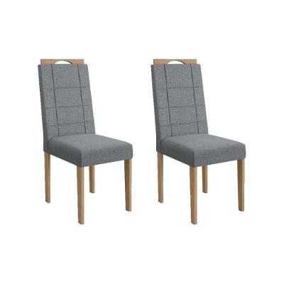 Cadeira Sala De Jantar Flora 2cad150 Madeirado Kit 2 Un Carvalho-linho Grafite - Kappesberg