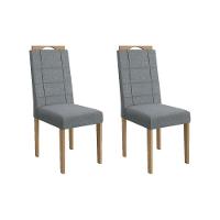 Cadeira Sala De Jantar Flora 2cad150 Madeirado Kit 2 Un Carvalho-linho Grafite - Kappesberg - 1