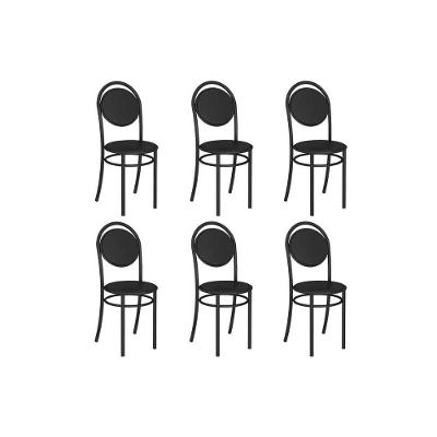 Kit 6 Cadeiras De Cozinha 190 Aço 6 Uni Preto-courano Preto - Carraro