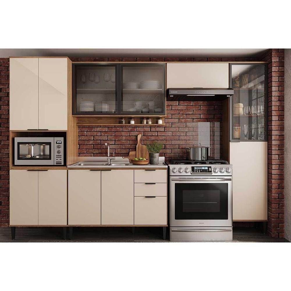 Cozinha Modulada Carraro Alpha Alpha 5 Peças (2aéreos+1balcão+2paneleiros) C5p135 Freijo-off White-carraro - 1