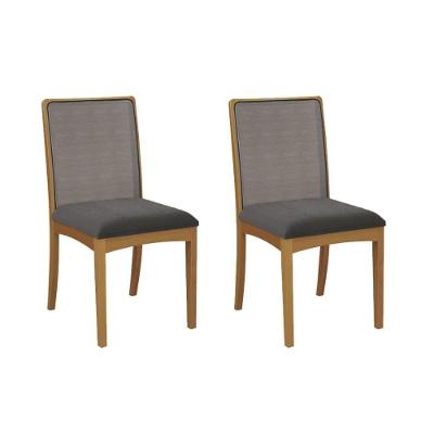 Cadeira De Cozinha Lara 2cmm009ca Premium Madeira Maciça Kit 2 Un Carvalho-boucle Grafite-tela Grafite - Kappesberg