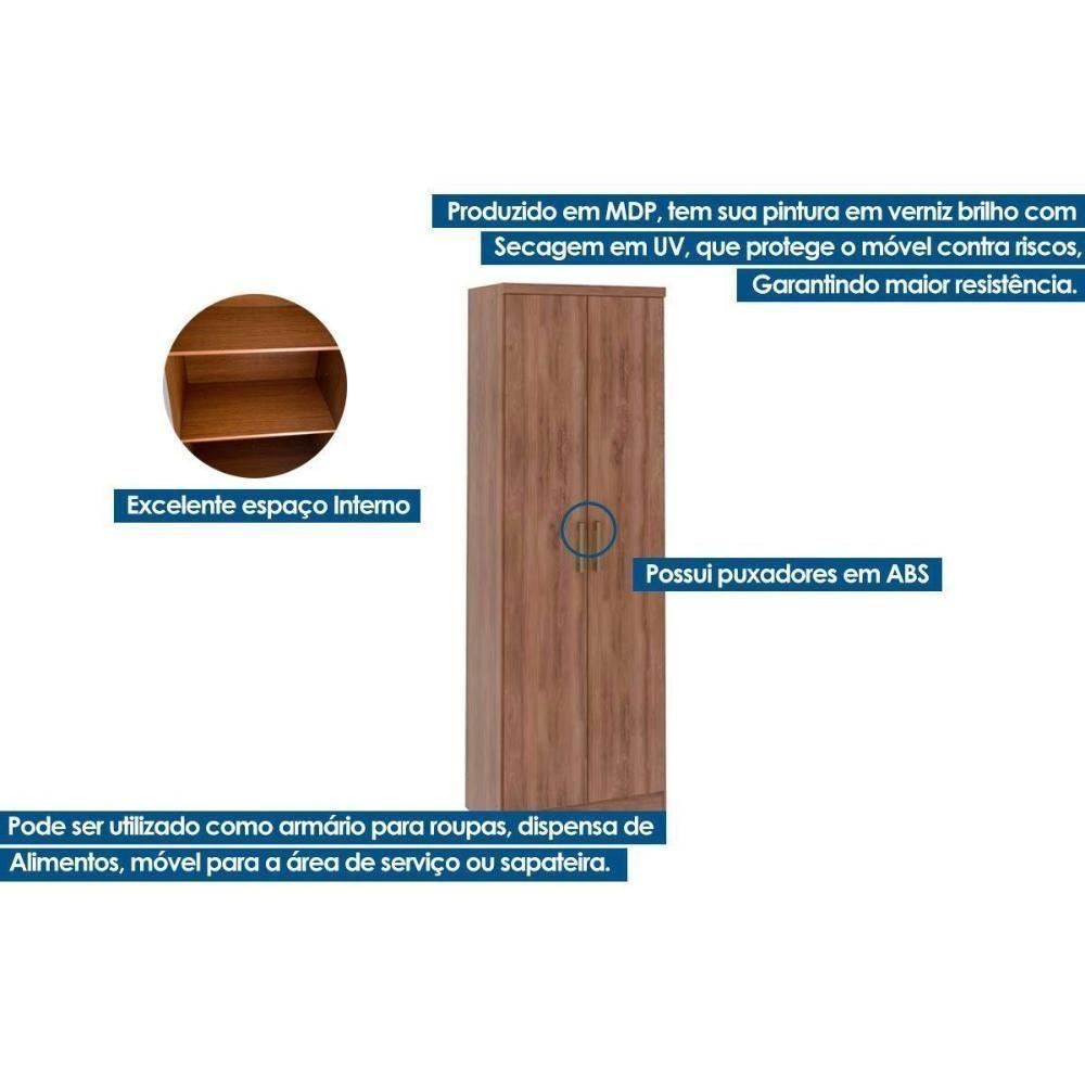 Armário Sapateira Solteiro 424 C- 2 Portas E Pés Legno - Carraro - 3