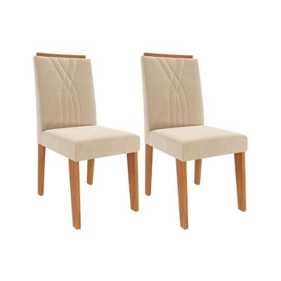 Kit 2 Cadeiras Sala Jantar Nicole 2 Un Cinamomo-suede Nude Bege - Cimol