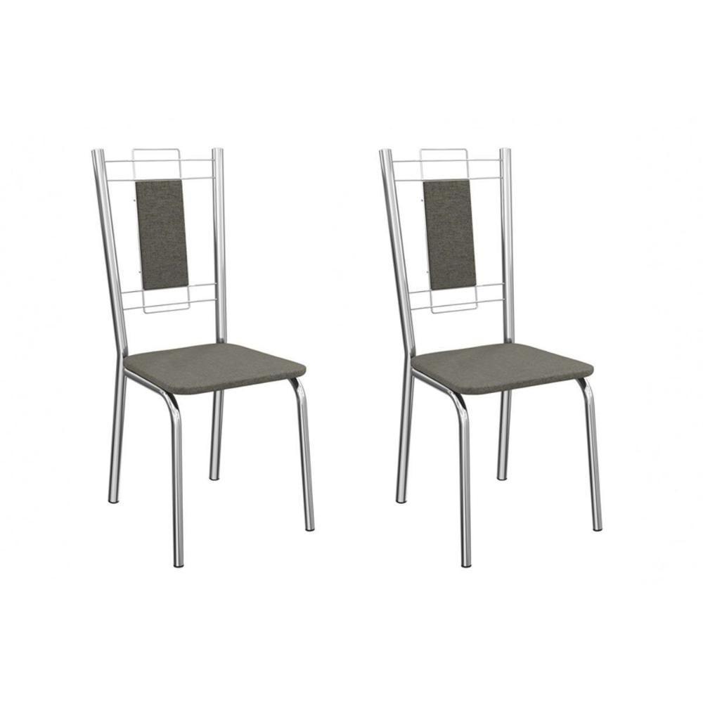 Cadeira De Cozinha Florença 2c005cr Aço Kit 2 Un Cromado-linho Escuro - Kappesberg - 1