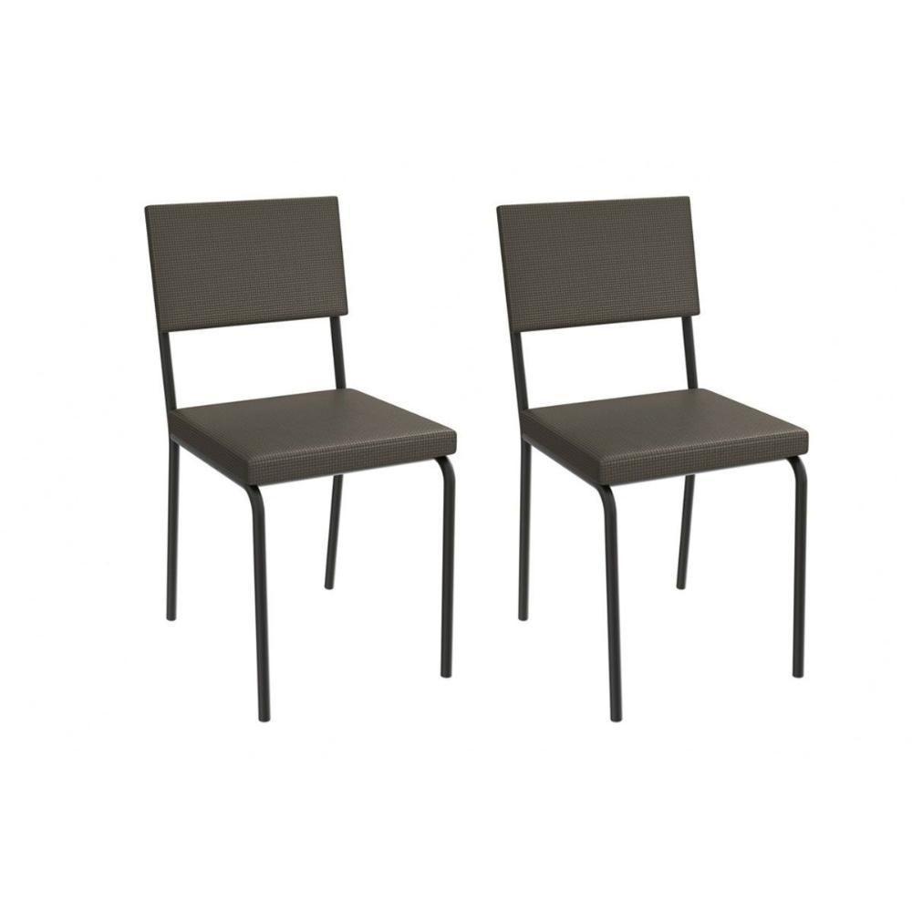 Kit 2 Cadeiras Sala Jantar Zaria 2c128prf Aço 2 Un Preto-ano Marrom - Kappesberg - 1