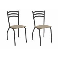 Cadeira Sala De Jantar Portugal 2c007prf Aço Kit 2 Un Preto-linho Bege Fendi - Kappesberg - 1