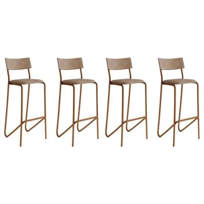 Kit 4 Banquetas Sala Jantar Atlas 1747 4 Uni Rose-linho Areia-courano Caramelo - Carraro