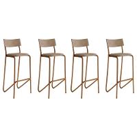 Kit 4 Banquetas Sala Jantar Atlas 1747 4 Uni Rose-linho Areia-courano Caramelo - Carraro - 1