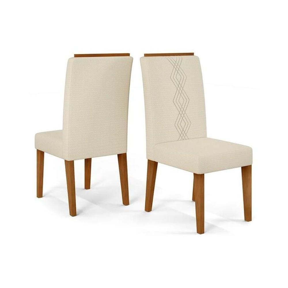 Cadeira Sala De Jantar Yasmin Kit 2 Un Freijo-linho Neve Bege - Dj Móveis - 1