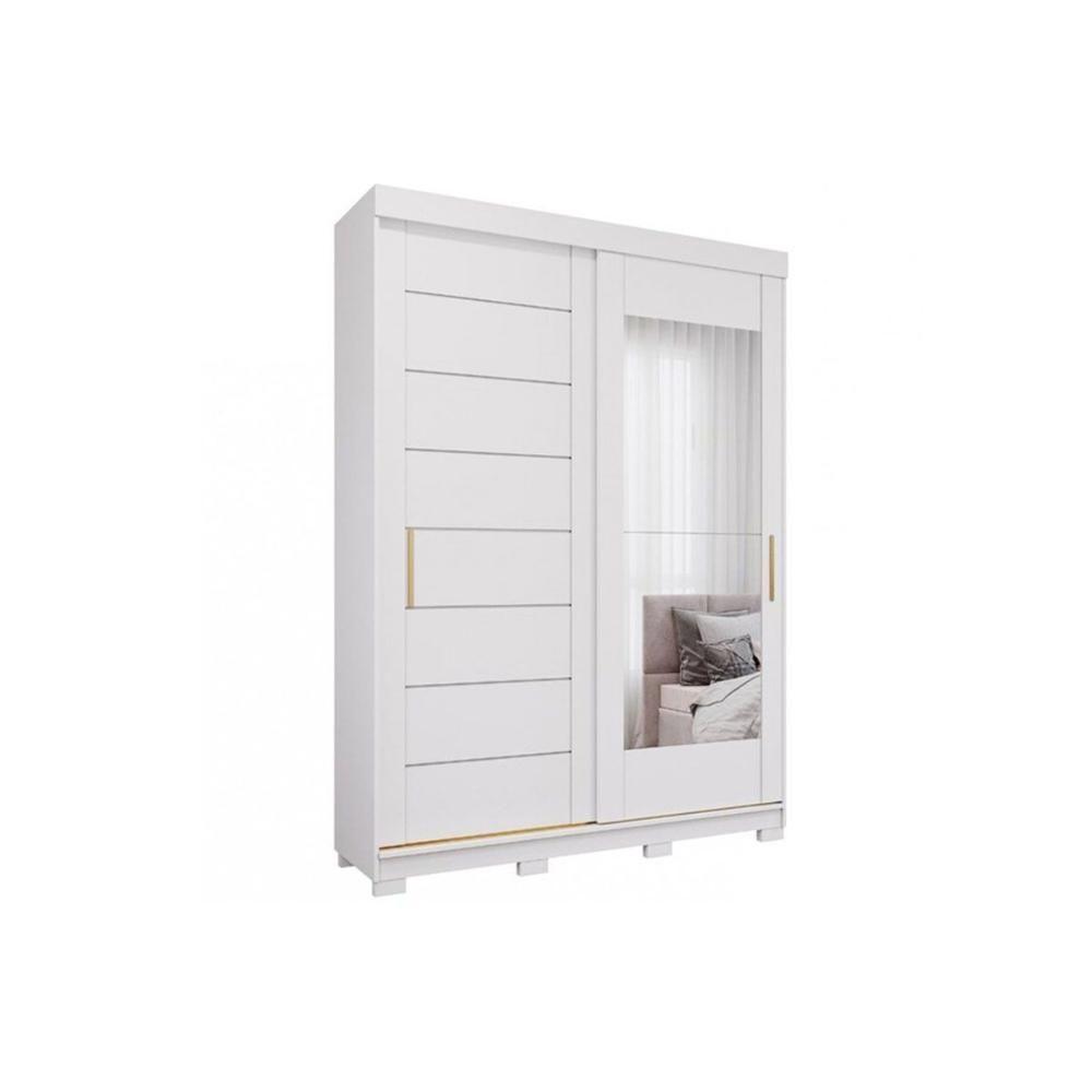 Guarda Roupas 2 Portas De Correr (1 C- Espelho) E 3 Gavetas C- Pés Liz Branco - Panan - 1