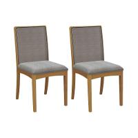 Kit 2 Cadeiras De Cozinha Lara 2cmm007ca Premium Madeira Maciça 2 Un Carvalho-boucle Cinza-tela Grafite - Kappesberg - 1