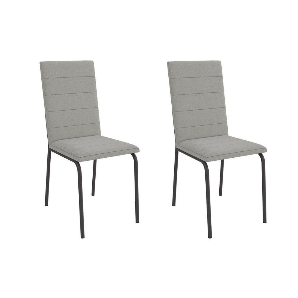 Cadeira Sala De Jantar Amsterdã 2c091 Aço Kit 2 Un Preto-boucle Cinza - Kappesberg - 1