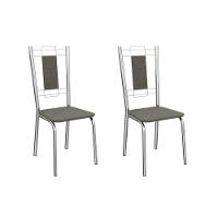 Kit 2 Cadeiras De Cozinha Florença 2c005cr Aço 2 Un Cromado-linho Escuro - Kappesberg - 1