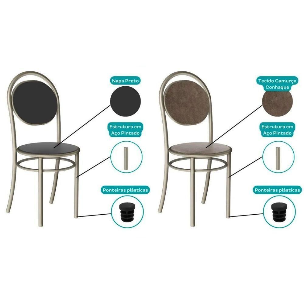 Cadeira De Cozinha 190 Aço Kit 6 Uni Preto-courano Preto - Carraro - 6