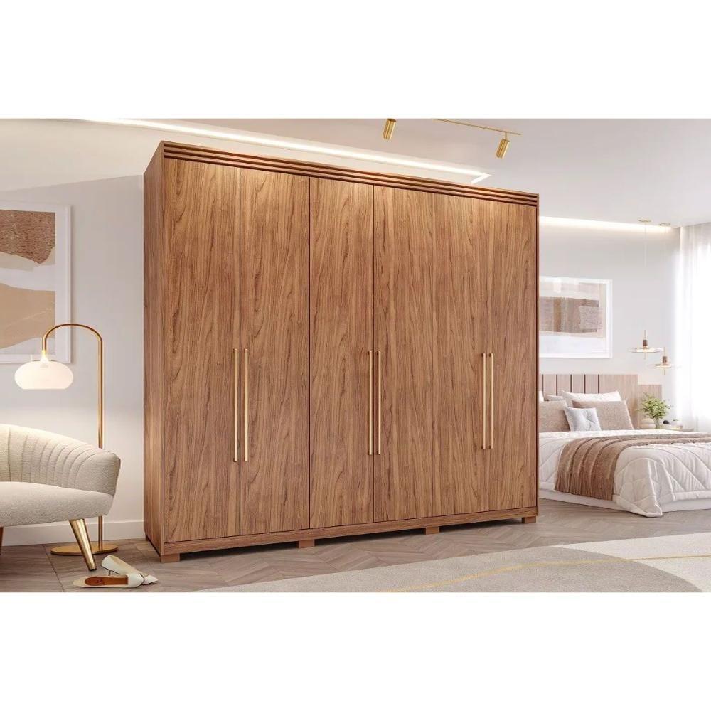 Guarda Roupa 6 Portas E 5 Gavetas C- 1 Espelho Interno Aurora Cinamomo-grafiato - Panan - 7