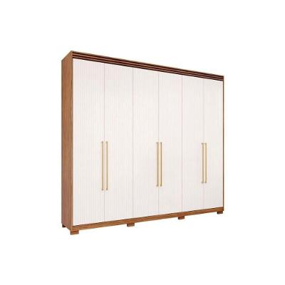 Guarda Roupa 6 Portas E 5 Gavetas C- 1 Espelho Interno Aurora Cinamomo-grafiato - Panan