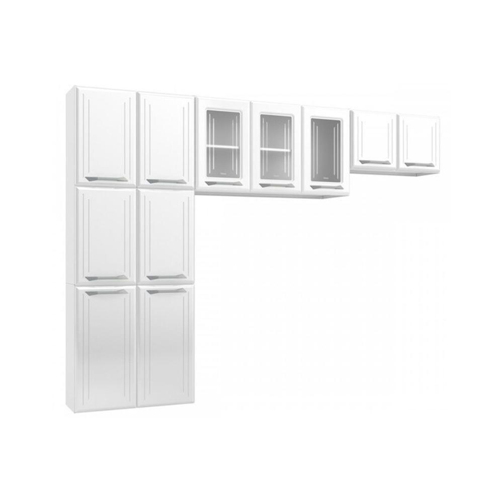 Cozinha Compacta Topazio C- 11 Portas ( 3 C- Vidro ) Branco - Telasul - 1