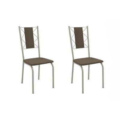 Kit 2 Cadeiras De Cozinha Lisboa 2c076nk Aço 2 Un Niquel-suede Cappuccino - Kappesberg