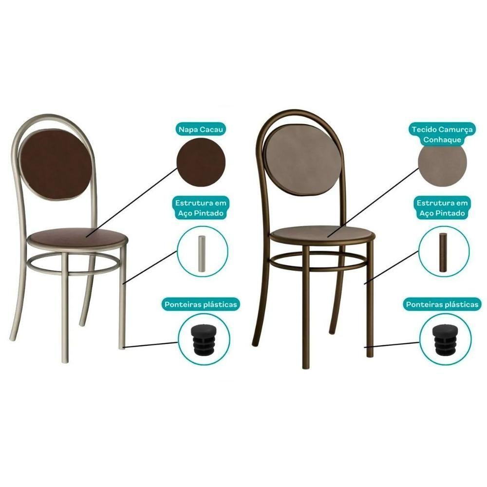 Cadeira Sala De Jantar 190 Aço Kit 4 Uni Prata-courano Preto - Carraro - 7