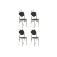 Cadeira Sala De Jantar 190 Aço Kit 4 Uni Prata-courano Preto - Carraro - 1