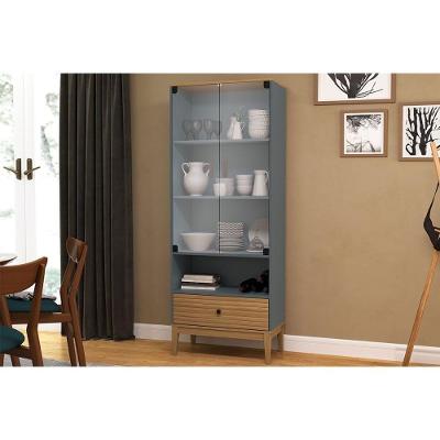 Cristaleira Sala Jantar Mb 1057 C- 2 Portas De Vidro E 1 Gaveta Mel-petroleo - Movelbento