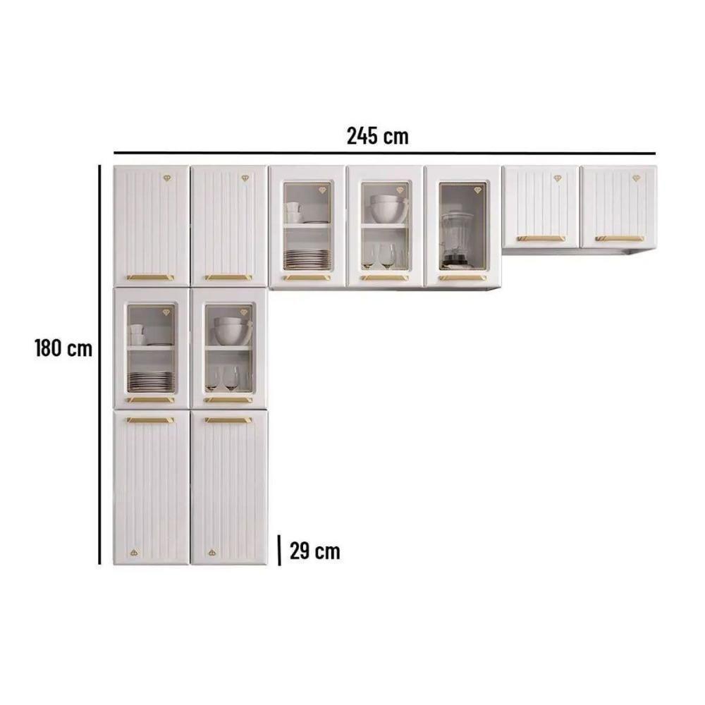 Cozinha Compacta Diamante New C- 11 Portas ( 5 C- Vidro ) Preto - Telasul - 4