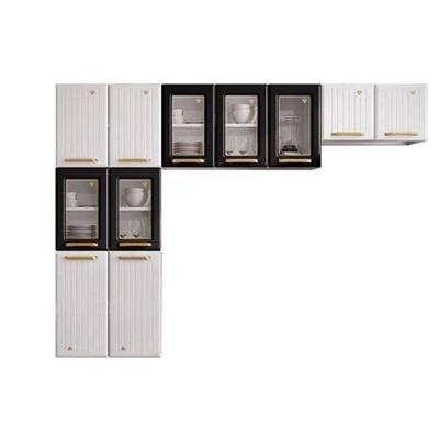 Cozinha Compacta Diamante New C- 11 Portas ( 5 C- Vidro ) Preto - Telasul