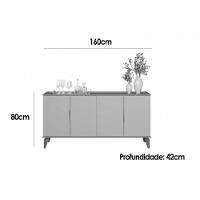 Buffet De Sala Jantar Evora C- 4 Portas Jequitiba-off White Fosco - Linea Brasil - 2