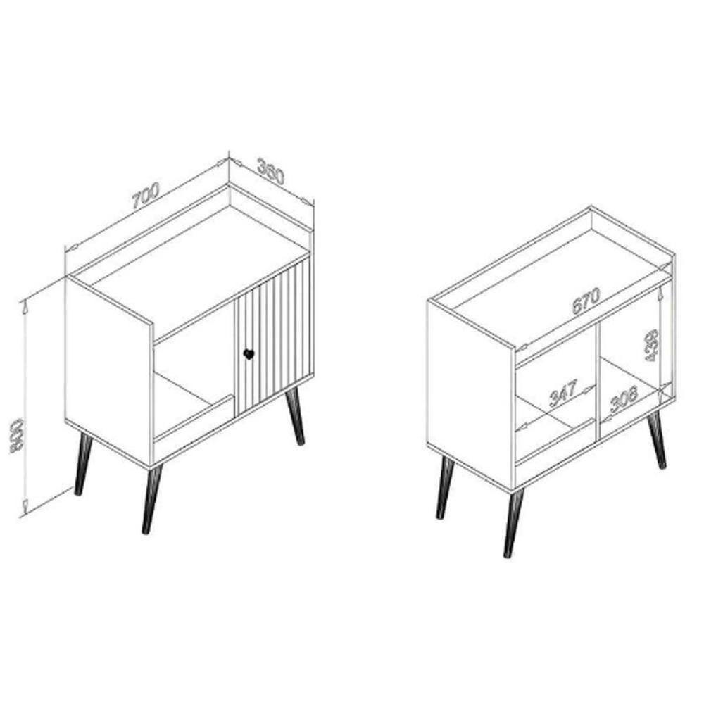 Aparador De Sala Jantar Mb 1058 C- 1 Porta Mel-off White - Movelbento - 5