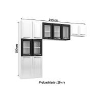 Cozinha Compacta Topazio C- 11 Portas ( 5 C- Vidro ) Preto - Telasul - 2
