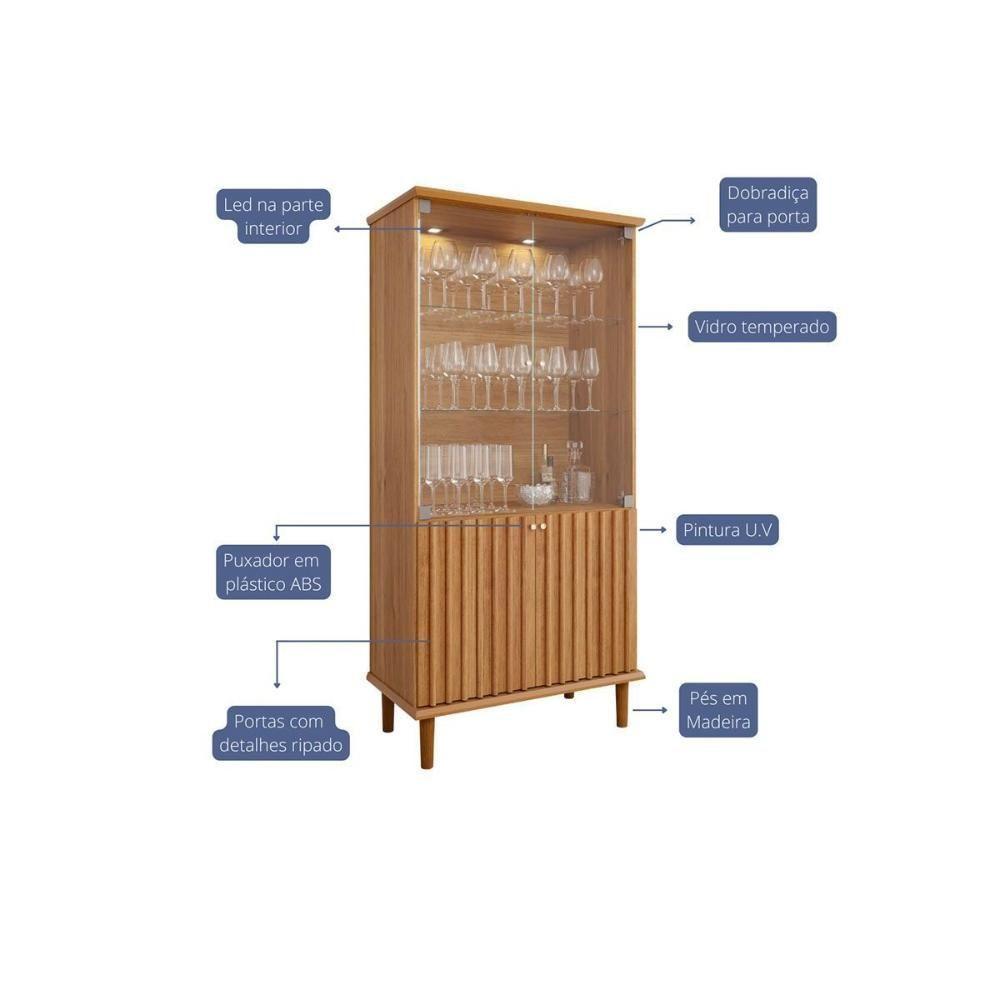 Cristaleira Sala Jantar Luiza C- 4 Portas (2 De Vidro) Cinamomo-off White - Cimol - 2