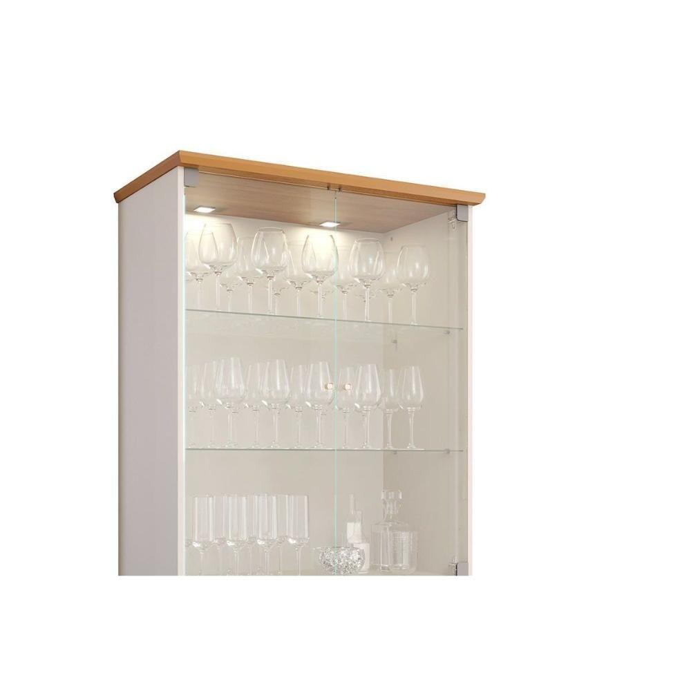 Cristaleira Sala Jantar Luiza C- 4 Portas (2 De Vidro) Cinamomo-off White - Cimol - 7