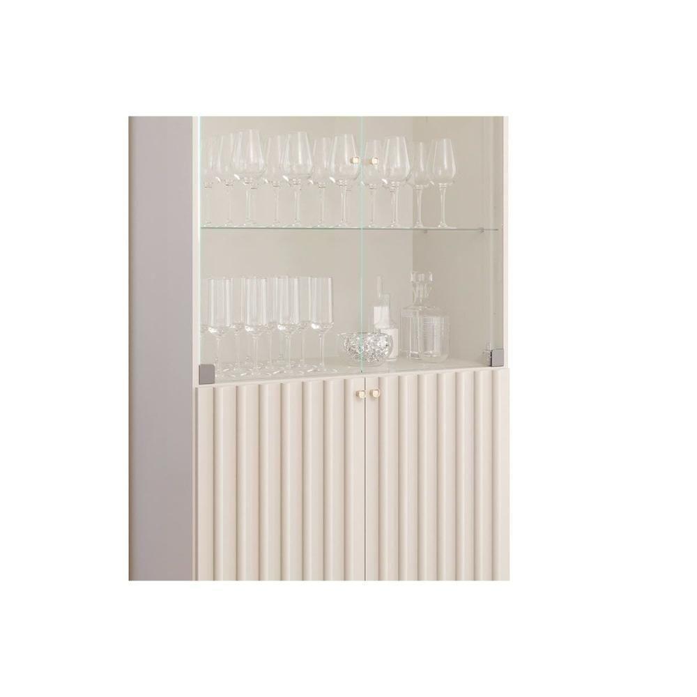 Cristaleira Sala Jantar Luiza C- 4 Portas (2 De Vidro) Cinamomo-off White - Cimol - 8